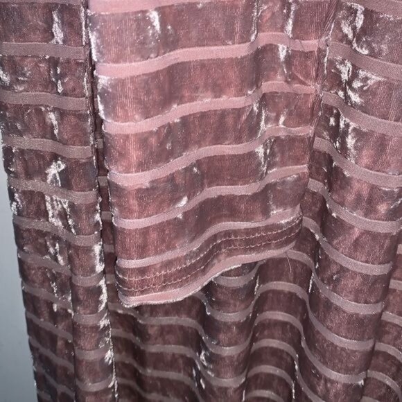 Womens Mauve Striped Velvet Long Sleeve Top Size M - Picture 4 of 6